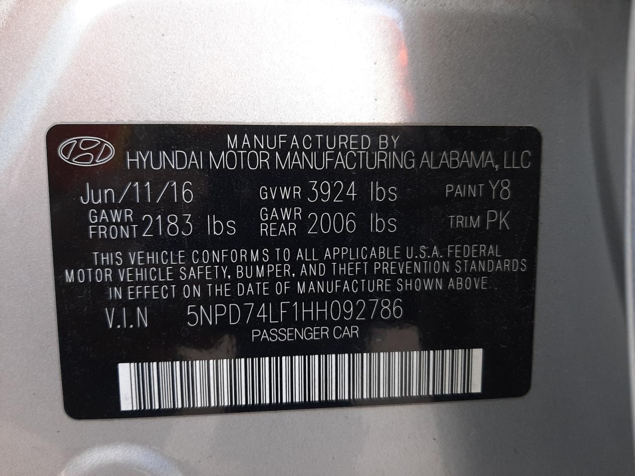 Photo 11 VIN: 5NPD74LF1HH092786 - HYUNDAI ELANTRA 