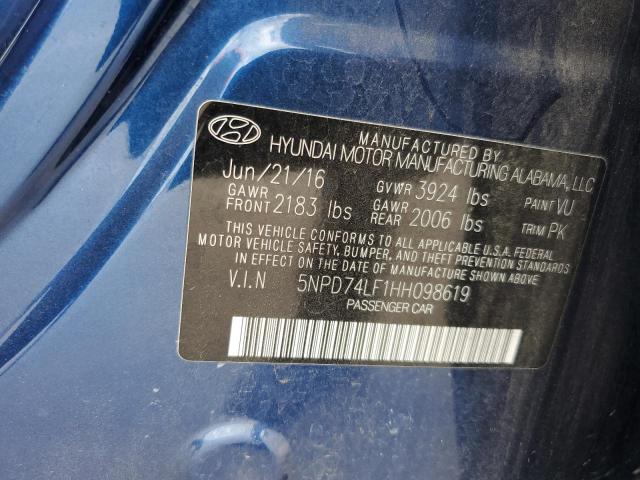 Photo 12 VIN: 5NPD74LF1HH098619 - HYUNDAI ELANTRA 