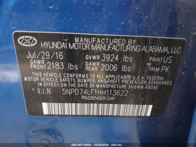 Photo 8 VIN: 5NPD74LF1HH113622 - HYUNDAI ELANTRA 