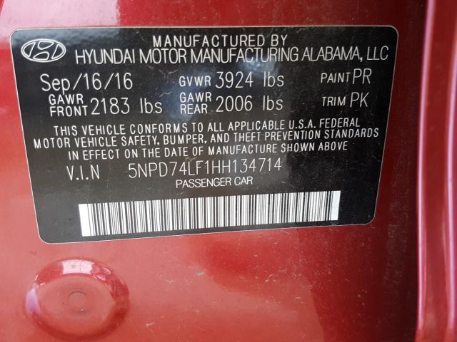 Photo 9 VIN: 5NPD74LF1HH134714 - HYUNDAI ELANTRA SE 