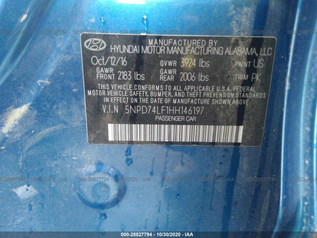 Photo 8 VIN: 5NPD74LF1HH146197 - HYUNDAI ELANTRA 