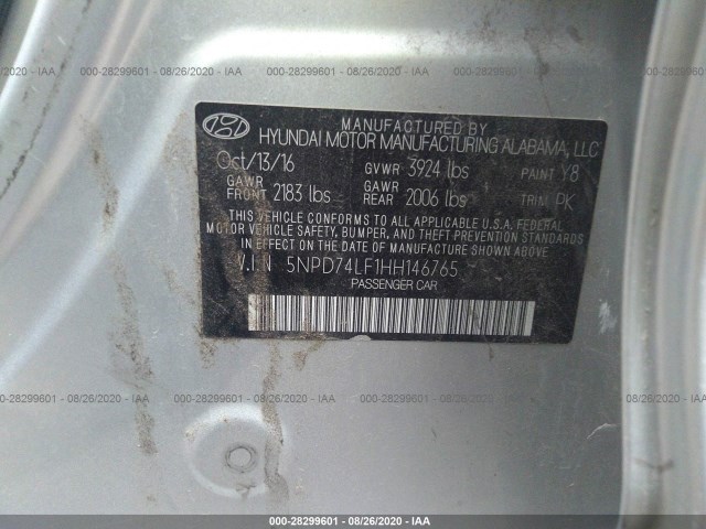 Photo 8 VIN: 5NPD74LF1HH146765 - HYUNDAI ELANTRA 