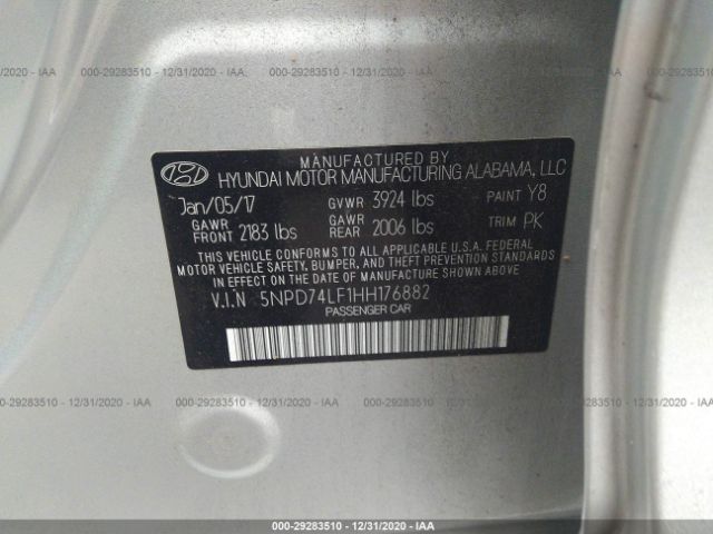 Photo 8 VIN: 5NPD74LF1HH176882 - HYUNDAI ELANTRA 