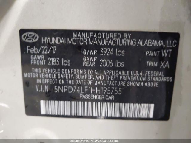 Photo 8 VIN: 5NPD74LF1HH195755 - HYUNDAI ELANTRA 