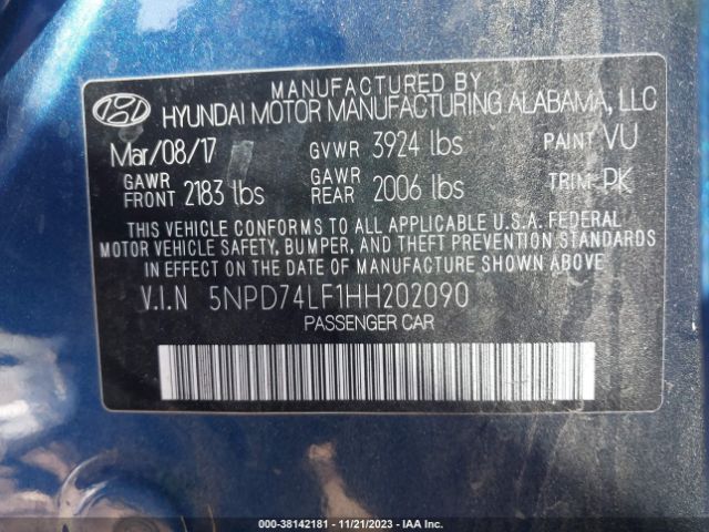 Photo 8 VIN: 5NPD74LF1HH202090 - HYUNDAI ELANTRA 