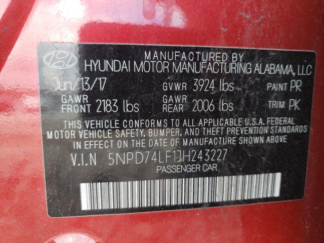 Photo 9 VIN: 5NPD74LF1JH243227 - HYUNDAI ELANTRA SE 