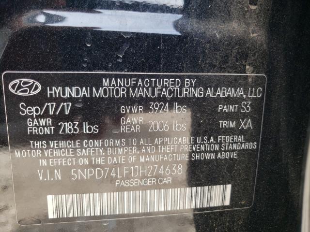 Photo 9 VIN: 5NPD74LF1JH274638 - HYUNDAI ELANTRA SE 