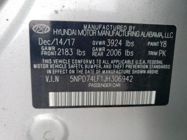 Photo 12 VIN: 5NPD74LF1JH306942 - HYUNDAI ELANTRA SE 