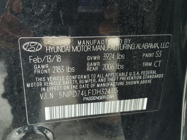 Photo 9 VIN: 5NPD74LF1JH324115 - HYUNDAI ELANTRA SE 