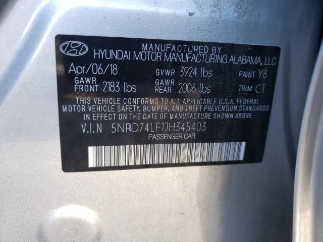 Photo 9 VIN: 5NPD74LF1JH345403 - HYUNDAI ELANTRA SE 