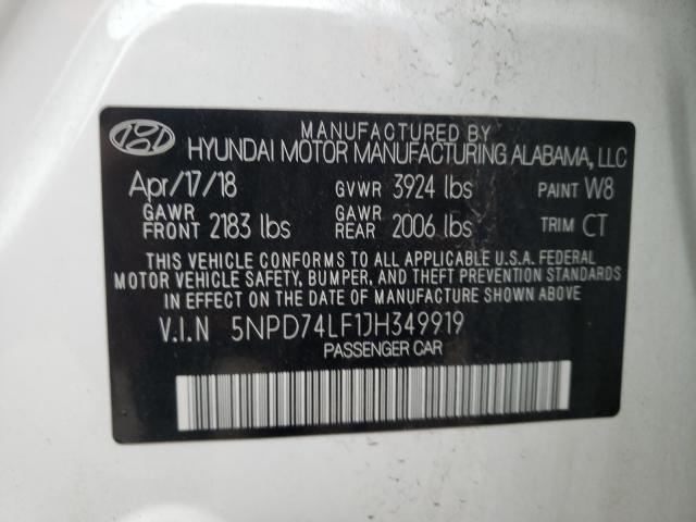 Photo 9 VIN: 5NPD74LF1JH349919 - HYUNDAI ELANTRA SE 