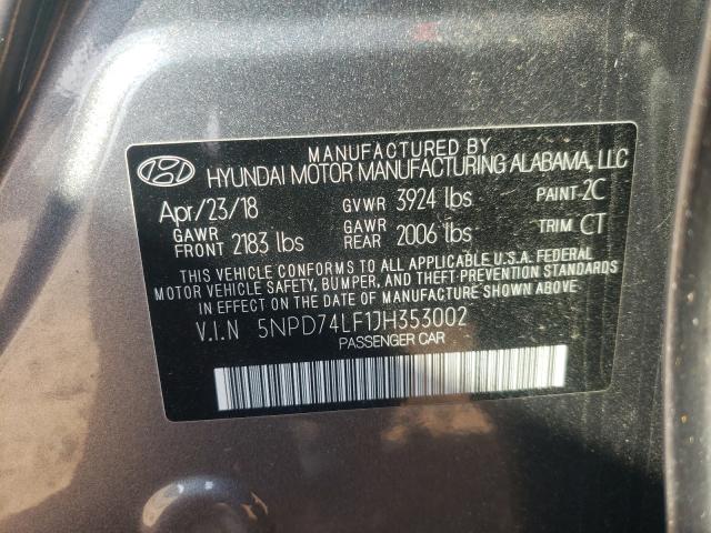 Photo 9 VIN: 5NPD74LF1JH353002 - HYUNDAI ELANTRA SE 