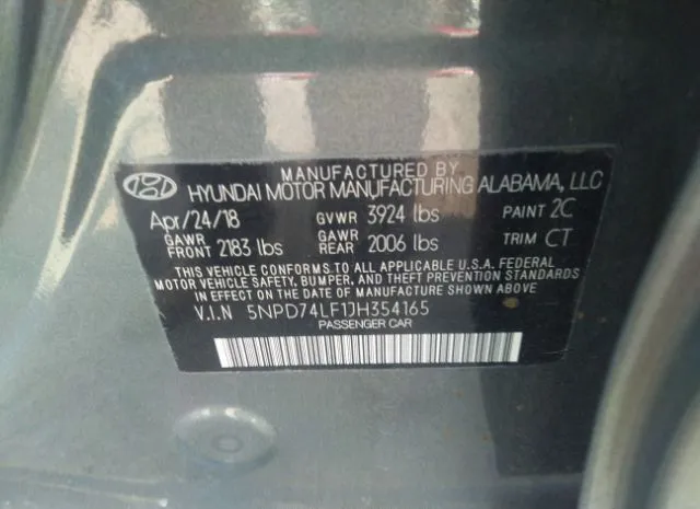 Photo 8 VIN: 5NPD74LF1JH354165 - HYUNDAI ELANTRA 