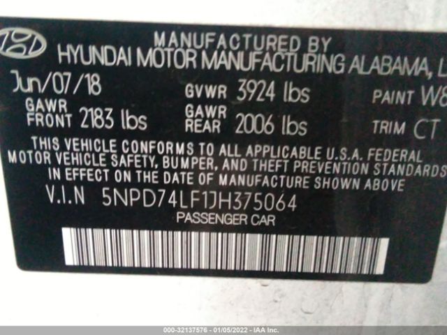 Photo 8 VIN: 5NPD74LF1JH375064 - HYUNDAI ELANTRA 