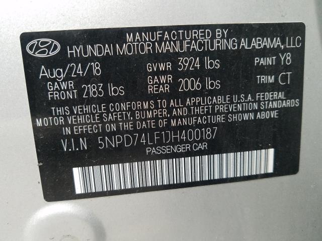 Photo 9 VIN: 5NPD74LF1JH400187 - HYUNDAI ELANTRA SE 