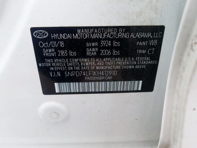 Photo 9 VIN: 5NPD74LF1KH412910 - HYUNDAI ELANTRA SE 