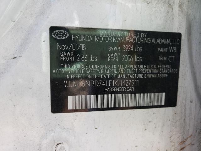 Photo 9 VIN: 5NPD74LF1KH427911 - HYUNDAI ELANTRA SE 