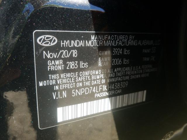 Photo 9 VIN: 5NPD74LF1KH438309 - HYUNDAI ELANTRA SE 