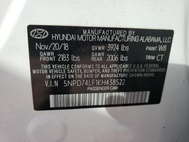 Photo 9 VIN: 5NPD74LF1KH438522 - HYUNDAI ELANTRA SE 