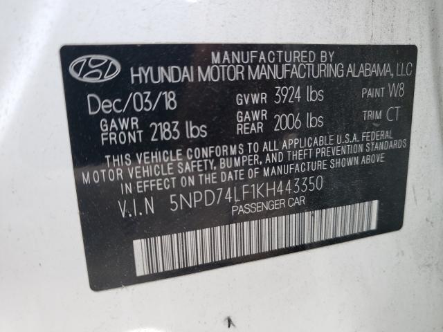 Photo 9 VIN: 5NPD74LF1KH443350 - HYUNDAI ELANTRA SE 