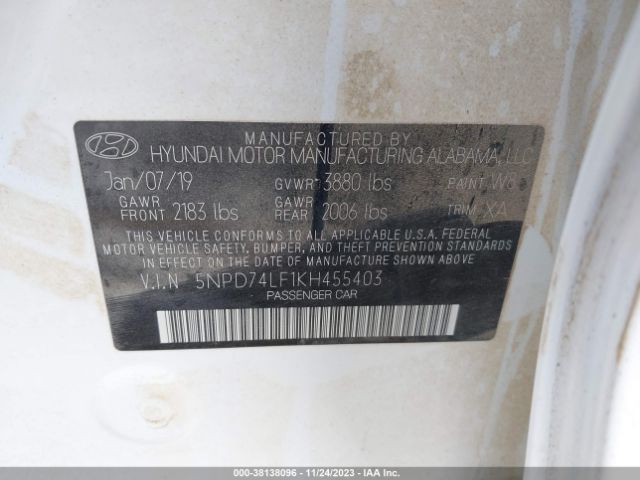 Photo 8 VIN: 5NPD74LF1KH455403 - HYUNDAI ELANTRA 