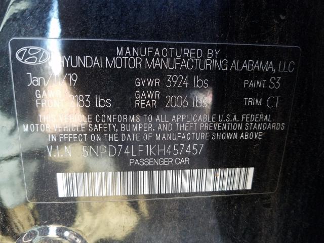 Photo 9 VIN: 5NPD74LF1KH457457 - HYUNDAI ELANTRA SE 