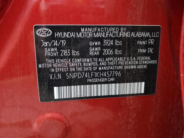 Photo 11 VIN: 5NPD74LF1KH457796 - HYUNDAI ELANTRA 