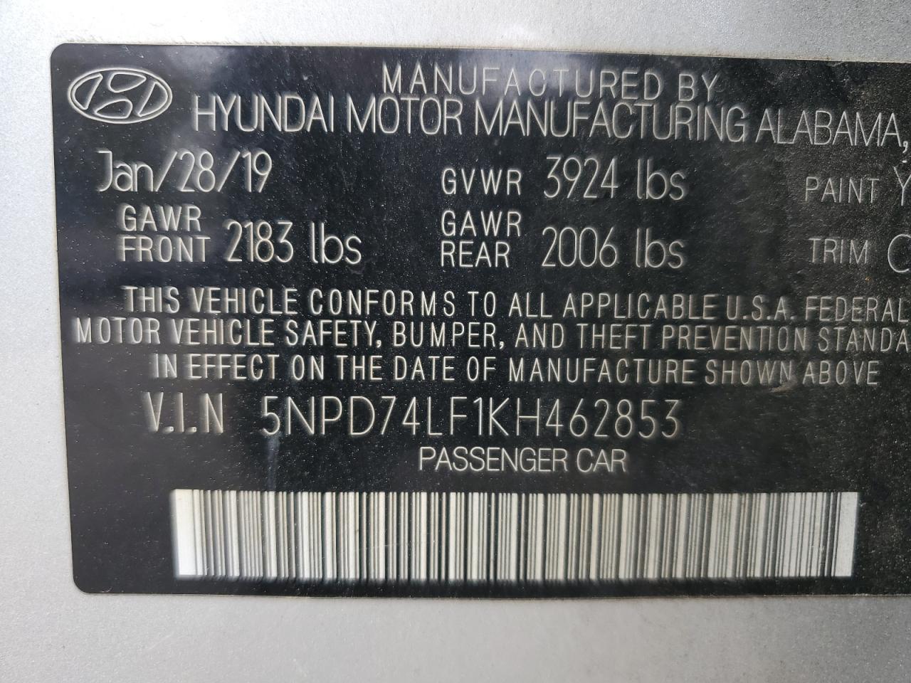 Photo 11 VIN: 5NPD74LF1KH462853 - HYUNDAI ELANTRA 