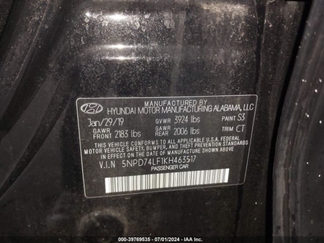 Photo 8 VIN: 5NPD74LF1KH463517 - HYUNDAI ELANTRA 