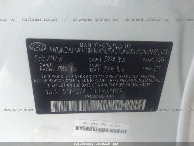 Photo 8 VIN: 5NPD74LF1KH468023 - HYUNDAI ELANTRA 