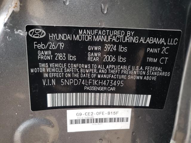 Photo 9 VIN: 5NPD74LF1KH473495 - HYUNDAI ELANTRA SE 