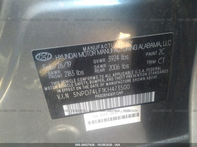 Photo 8 VIN: 5NPD74LF1KH473500 - HYUNDAI ELANTRA 