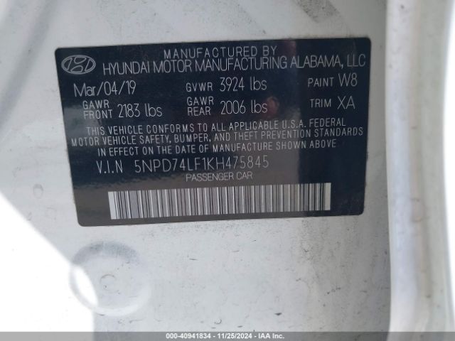 Photo 8 VIN: 5NPD74LF1KH475845 - HYUNDAI ELANTRA 