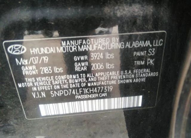 Photo 8 VIN: 5NPD74LF1KH477319 - HYUNDAI ELANTRA 