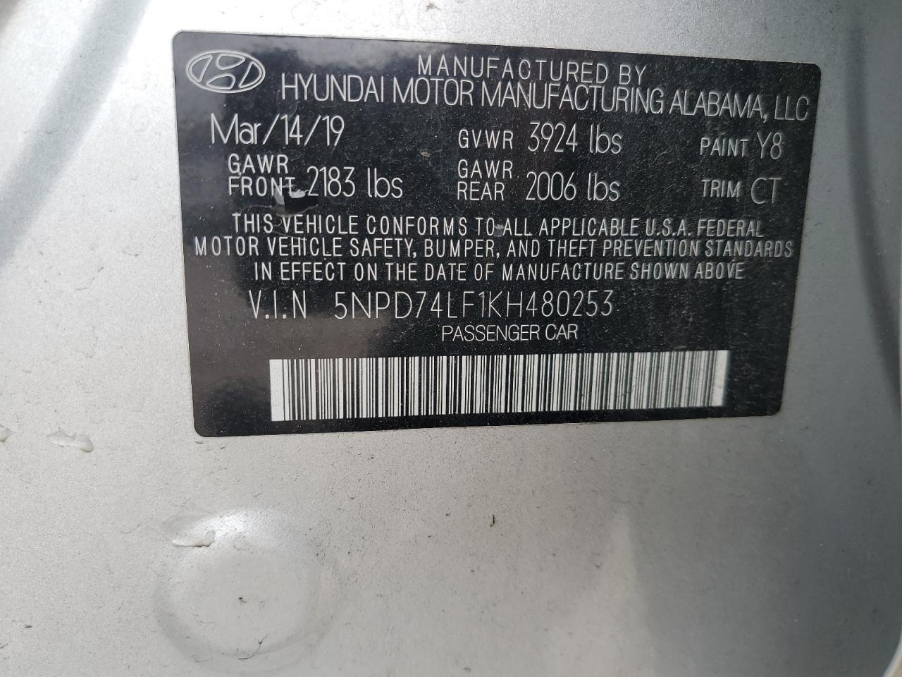 Photo 11 VIN: 5NPD74LF1KH480253 - HYUNDAI ELANTRA 