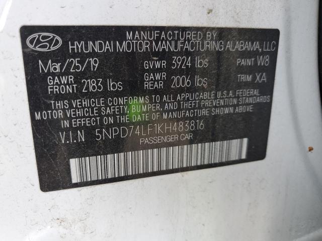 Photo 11 VIN: 5NPD74LF1KH483816 - HYUNDAI ELANTRA SE 