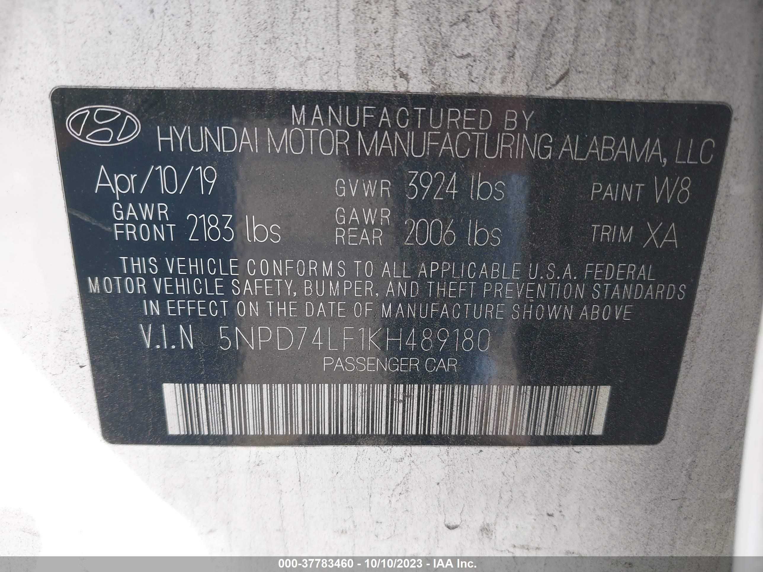 Photo 8 VIN: 5NPD74LF1KH489180 - HYUNDAI ELANTRA 