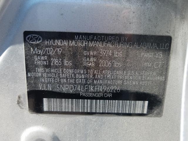 Photo 9 VIN: 5NPD74LF1KH496226 - HYUNDAI ELANTRA SE 