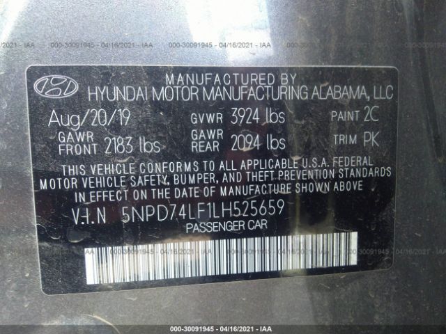 Photo 8 VIN: 5NPD74LF1LH525659 - HYUNDAI ELANTRA 