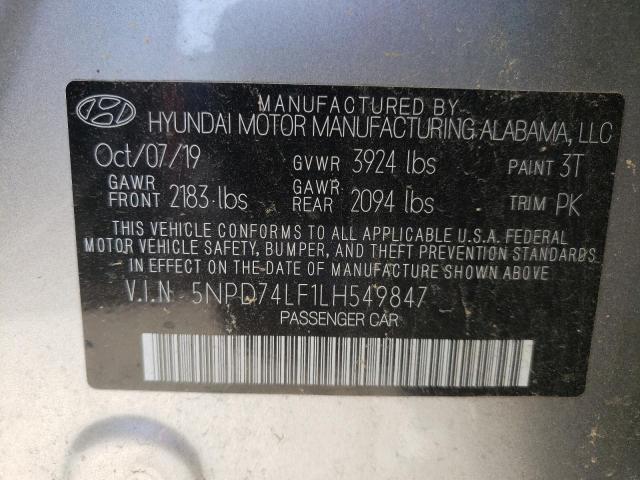 Photo 9 VIN: 5NPD74LF1LH549847 - HYUNDAI ELANTRA SE 