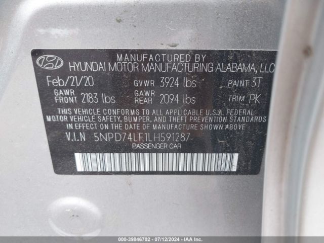 Photo 8 VIN: 5NPD74LF1LH591287 - HYUNDAI ELANTRA 