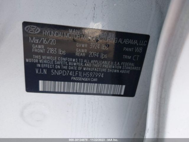 Photo 8 VIN: 5NPD74LF1LH597994 - HYUNDAI ELANTRA 