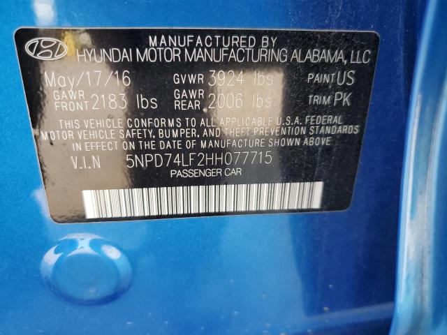 Photo 11 VIN: 5NPD74LF2HH077715 - HYUNDAI ELANTRA SE 