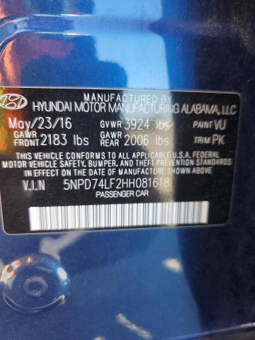 Photo 12 VIN: 5NPD74LF2HH081618 - HYUNDAI ELANTRA SE 