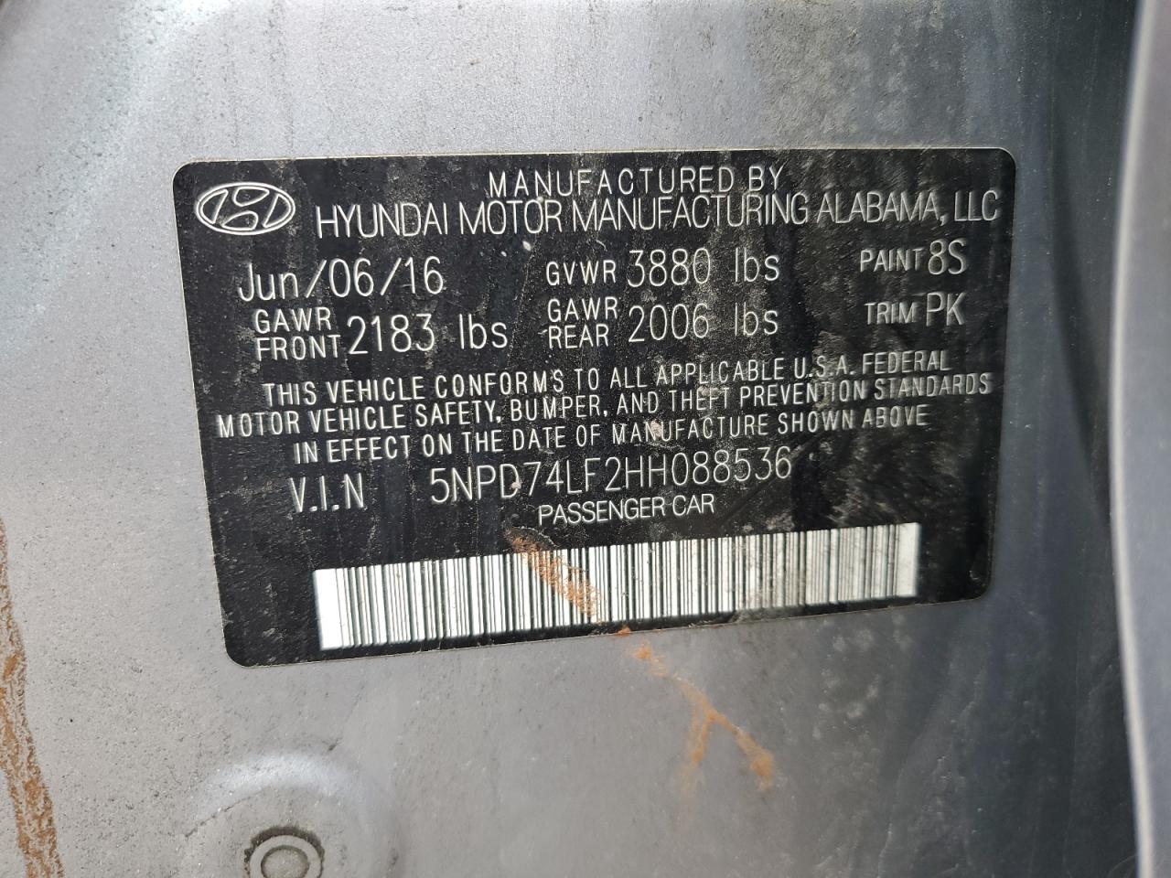 Photo 12 VIN: 5NPD74LF2HH088536 - HYUNDAI ELANTRA 