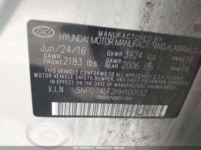 Photo 8 VIN: 5NPD74LF2HH100152 - HYUNDAI ELANTRA 