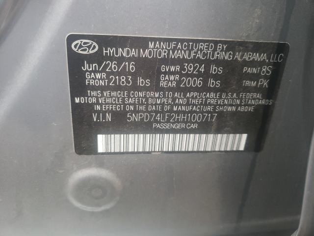 Photo 9 VIN: 5NPD74LF2HH100717 - HYUNDAI ELANTRA SE 