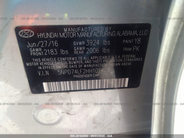 Photo 8 VIN: 5NPD74LF2HH101429 - HYUNDAI ELANTRA 