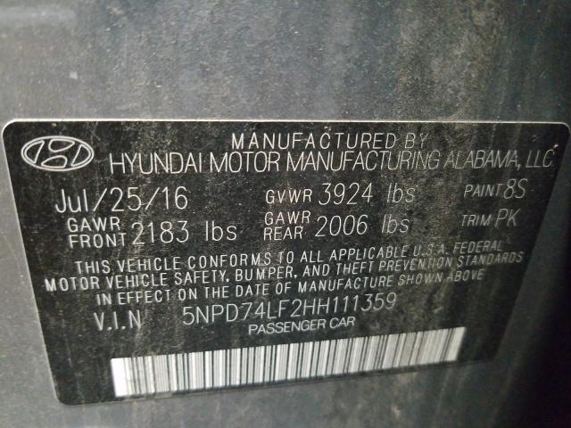 Photo 9 VIN: 5NPD74LF2HH111359 - HYUNDAI ELANTRA 