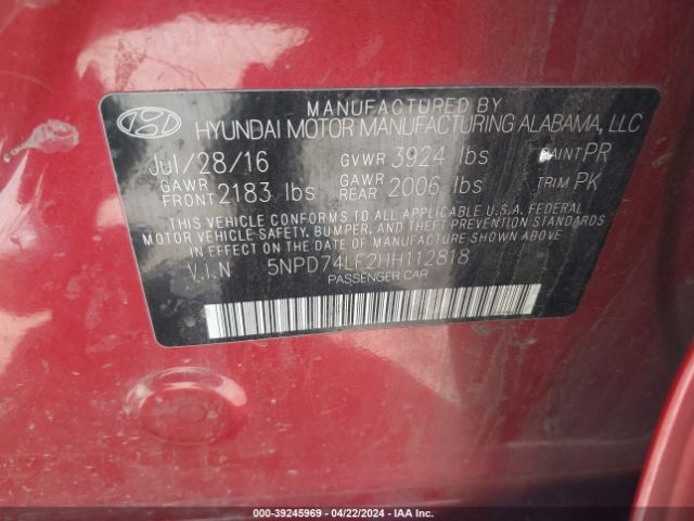 Photo 8 VIN: 5NPD74LF2HH112818 - HYUNDAI ELANTRA 